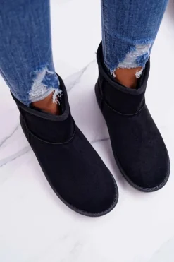 Boto Śniegowce Damskie*Damskie Botki Śniegowce Ocieplane Czarne Borneo