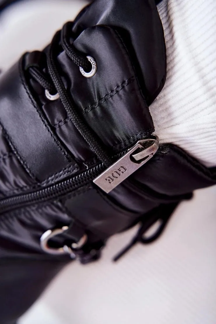 GOE Damskie Botki Śniegowce Z Łańcuchem KK2N4018 Czarne