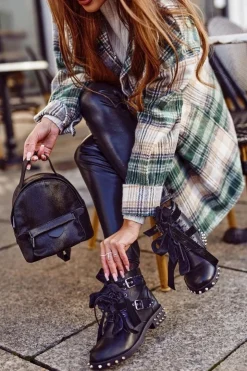 Hot Boto Damskie Botki Nity Kolce Czarne Magnes