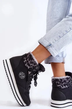 Damskie Lee Cooper Damskie Botki Ocieplane LCJ-22-31-1448 Czarne