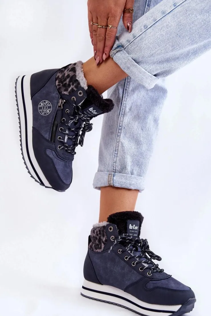 Discount Lee Cooper Damskie Botki Ocieplane LCJ-22-31-1450 Granatowe