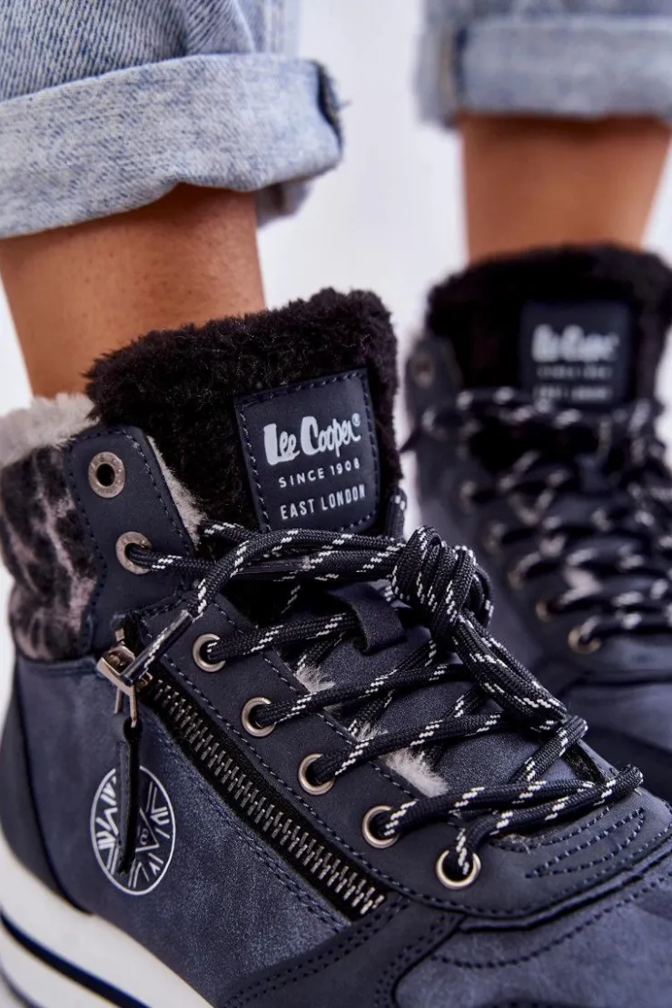 Discount Lee Cooper Damskie Botki Ocieplane LCJ-22-31-1450 Granatowe