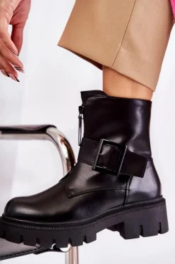 Boto Botki Ocieplane|Czarne Botki*Damskie Botki Ocieplane Na Suwak Czarne Torey Czarny