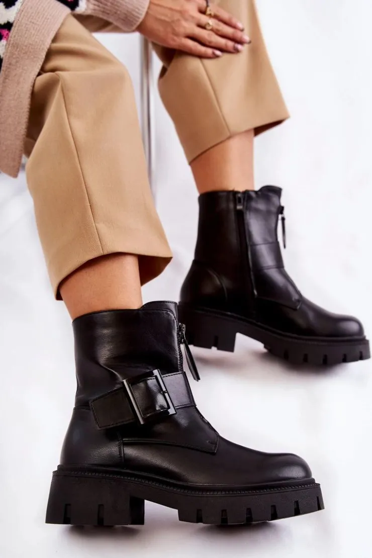 Boto Botki Ocieplane|Czarne Botki*Damskie Botki Ocieplane Na Suwak Czarne Torey Czarny