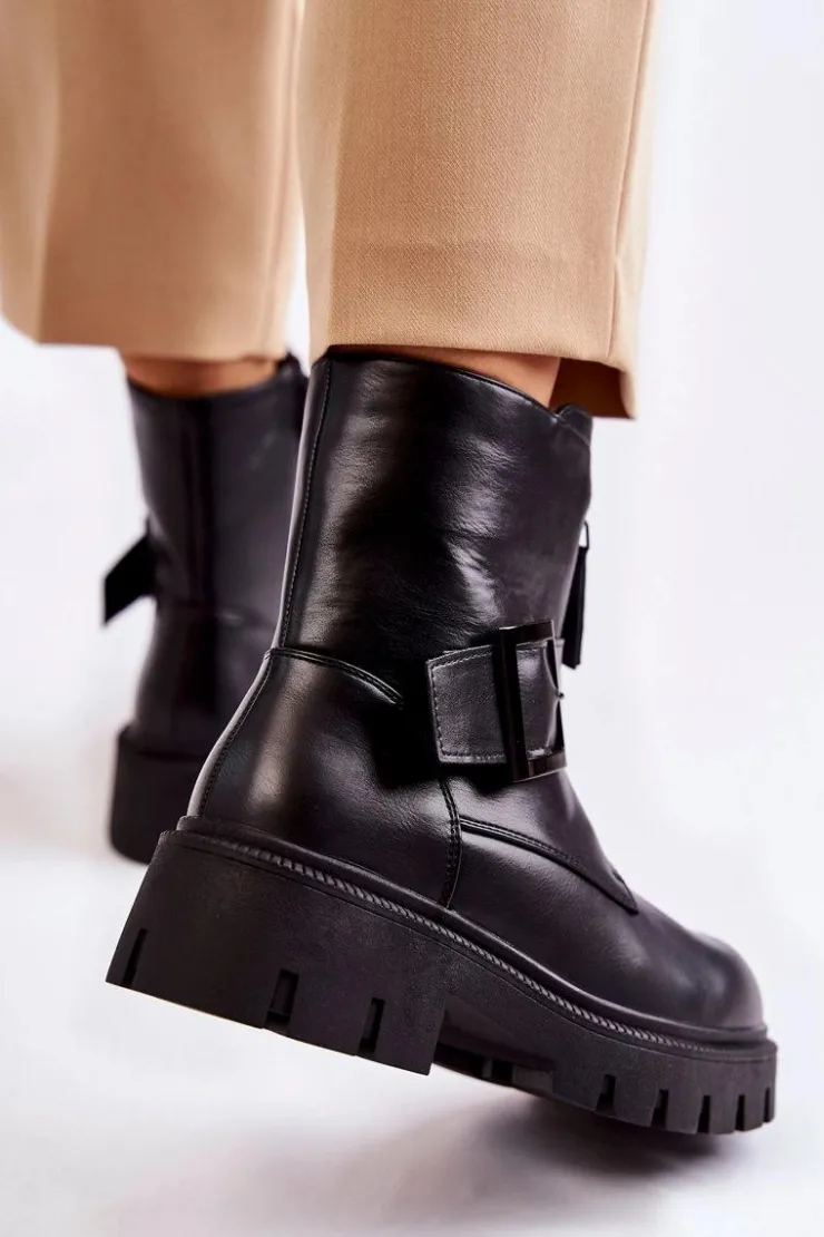 Boto Botki Ocieplane|Czarne Botki*Damskie Botki Ocieplane Na Suwak Czarne Torey Czarny