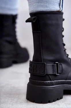 Evento Botki Sznurowane|Czarne Botki*Damskie Botki Ocieplane Na Suwak Czarne Fabiola