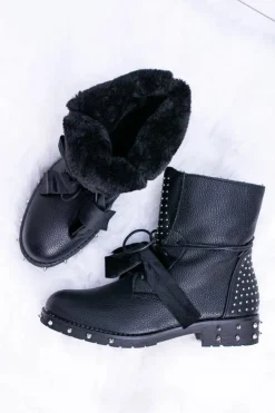 Online Boto Damskie Botki Ocieplane Z Kolcami i Dżetami Neso