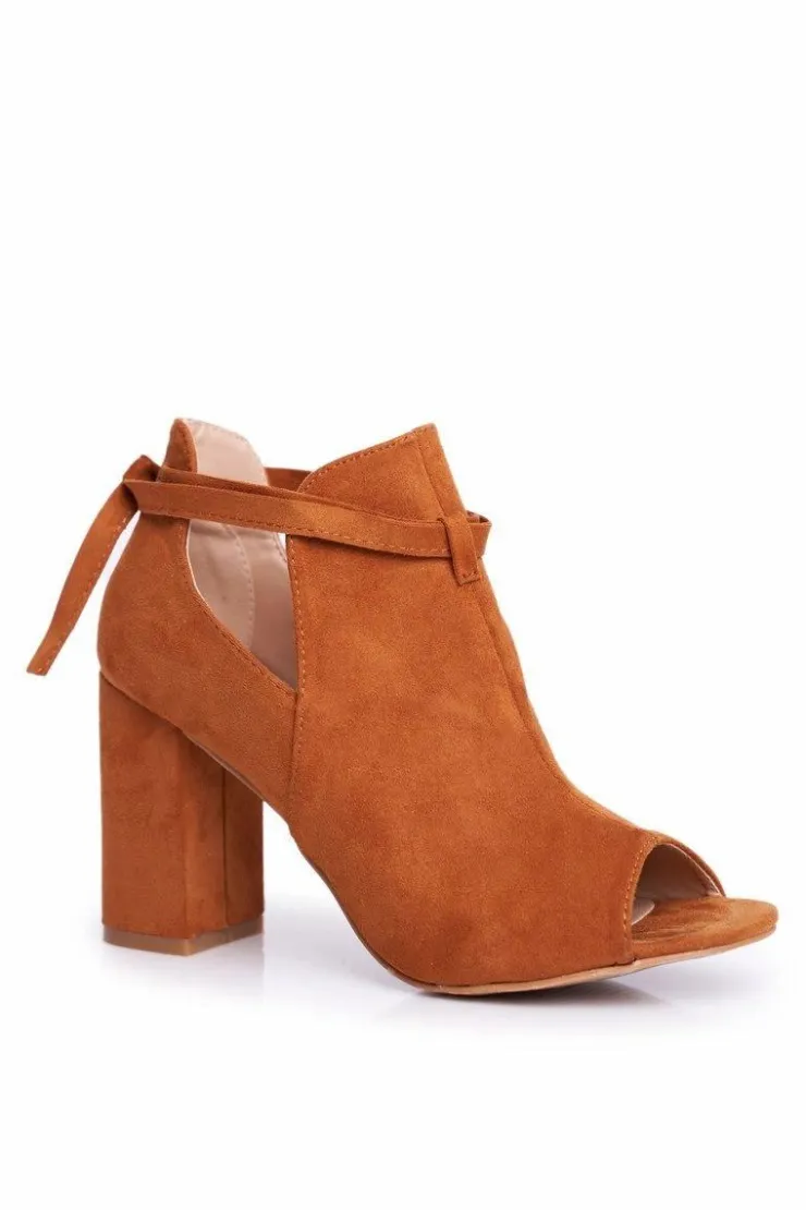 Buty damskie Vinceza Damskie Botki Sandały Na Słupku Odkryte Palce Camel Grays