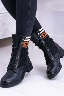 Damskie Boto Damskie Botki Skarpetkowe Czarne Herse