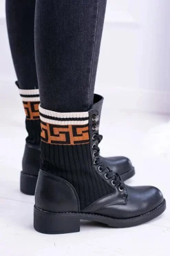 Damskie Boto Damskie Botki Skarpetkowe Czarne Herse