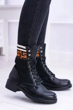 Damskie Boto Damskie Botki Skarpetkowe Czarne Herse