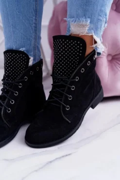 Boto Botki Sznurowane|Botki Workery*Damskie Botki Sznurowane Workery Zamek Sparks