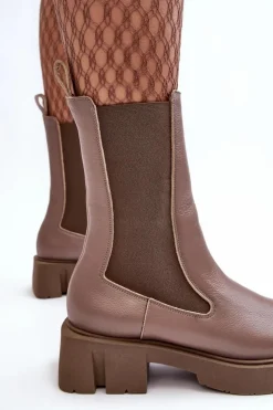 Damskie Laura Messi Damskie Botki Sztyblety 2693/230 Brązowe