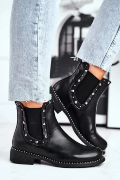 Boto Czarne Botki|Botki Zimowe Damskie*Damskie Botki Sztyblety Czarne Visible