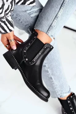 Boto Czarne Botki|Botki Zimowe Damskie*Damskie Botki Sztyblety Czarne Visible