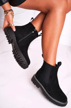 Boto Czarne Botki|Botki Zimowe Damskie*Damskie Botki Sztyblety Czarne Resist