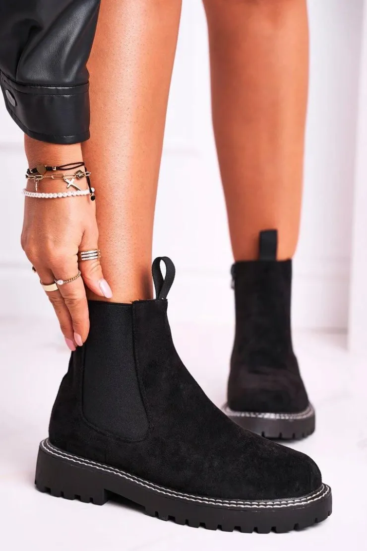 Boto Czarne Botki|Botki Zimowe Damskie*Damskie Botki Sztyblety Czarne Resist