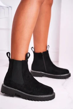 Boto Czarne Botki|Botki Zimowe Damskie*Damskie Botki Sztyblety Czarne Resist