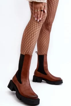 Clearance Laura Messi Damskie Botki Sztyblety 2693/229 Brązowe Brązowy