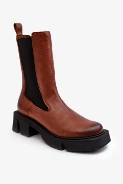 Clearance Laura Messi Damskie Botki Sztyblety 2693/229 Brązowe Brązowy