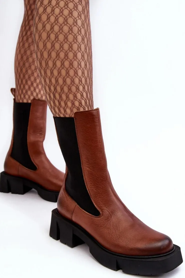 Clearance Laura Messi Damskie Botki Sztyblety 2693/229 Brązowe Brązowy