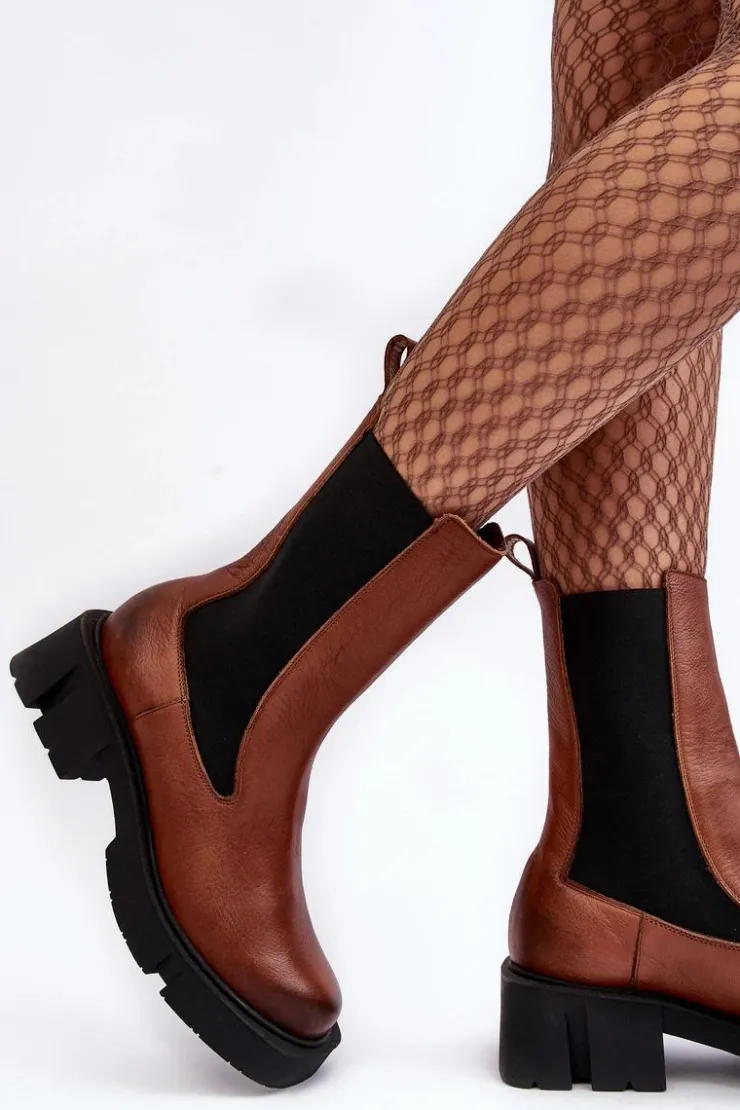 Clearance Laura Messi Damskie Botki Sztyblety 2693/229 Brązowe Brązowy