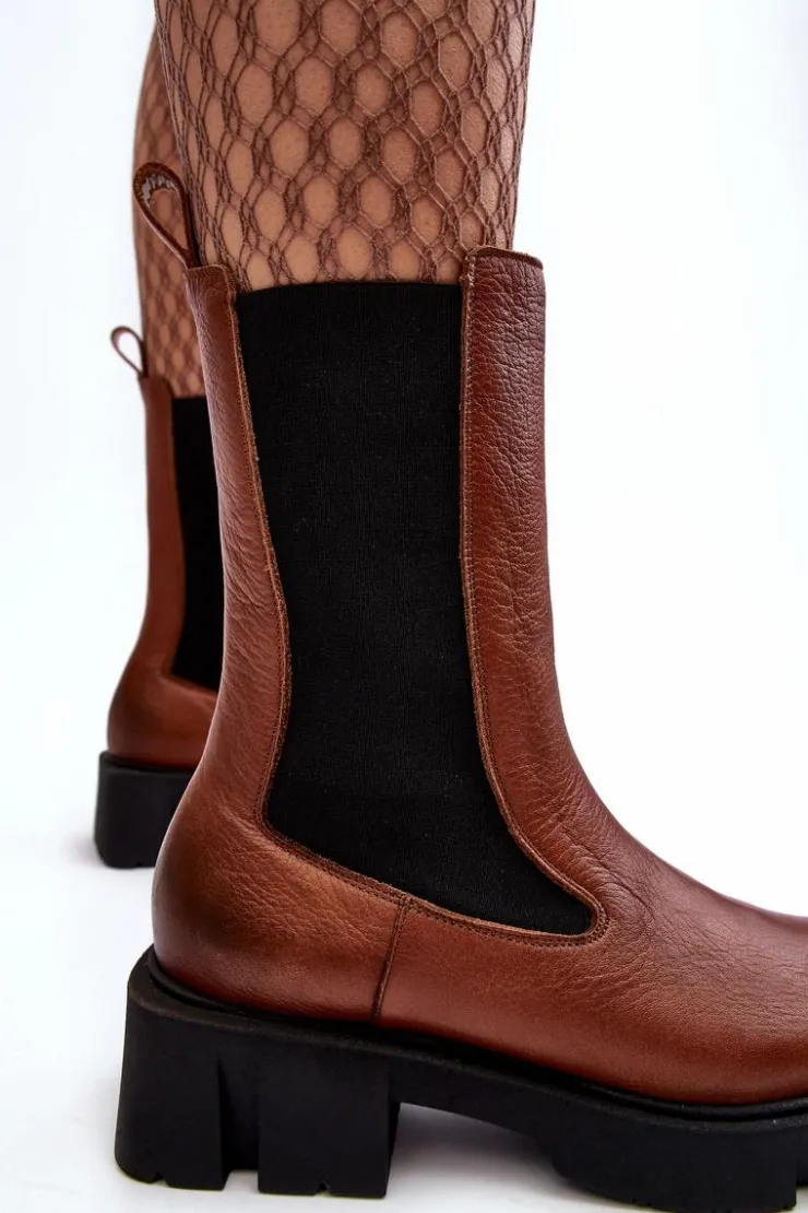 Clearance Laura Messi Damskie Botki Sztyblety 2693/229 Brązowe Brązowy