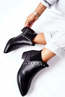 Discount Boto Damskie Botki Sztyblety Na Obcasie Czarne Barretos