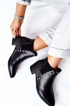 Discount Boto Damskie Botki Sztyblety Na Obcasie Czarne Barretos