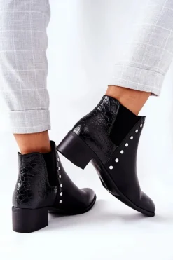 Discount Boto Damskie Botki Sztyblety Na Obcasie Czarne Barretos