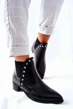 Discount Boto Damskie Botki Sztyblety Na Obcasie Czarne Barretos