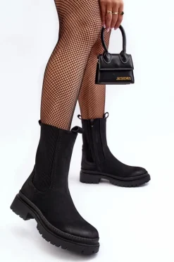 Discount Evento Damskie Botki Sztyblety Na Suwak Czarne Samil