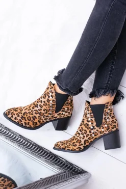 Boto Botki Na Słupku|Botki Zimowe Damskie*Damskie Botki Sztyblety W Panterkę Na Słupku Nity Savage