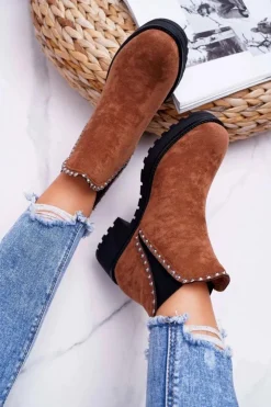 Damskie Boto Damskie Botki Sztyblety Z Cyrkoniami Camel Sissy