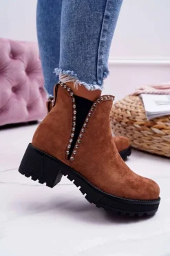 Damskie Boto Damskie Botki Sztyblety Z Cyrkoniami Camel Sissy