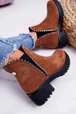 Damskie Boto Damskie Botki Sztyblety Z Cyrkoniami Camel Sissy