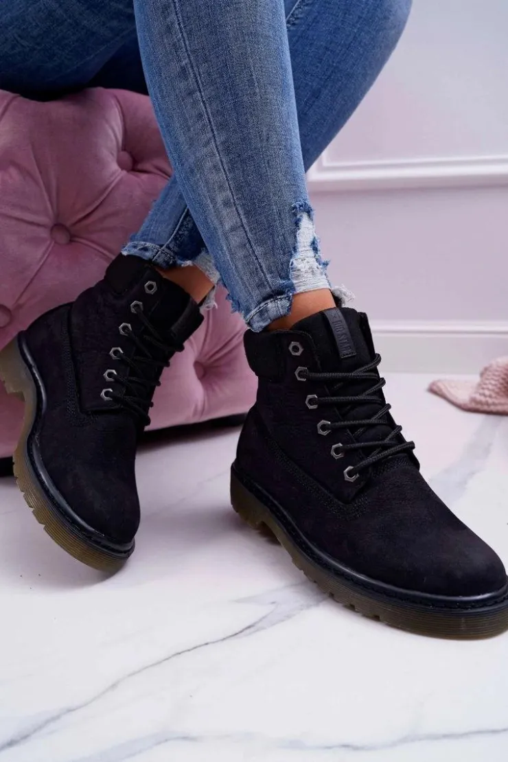 Online Big Star Shoes Damskie Botki Trapery Big Star Czarne EE274014