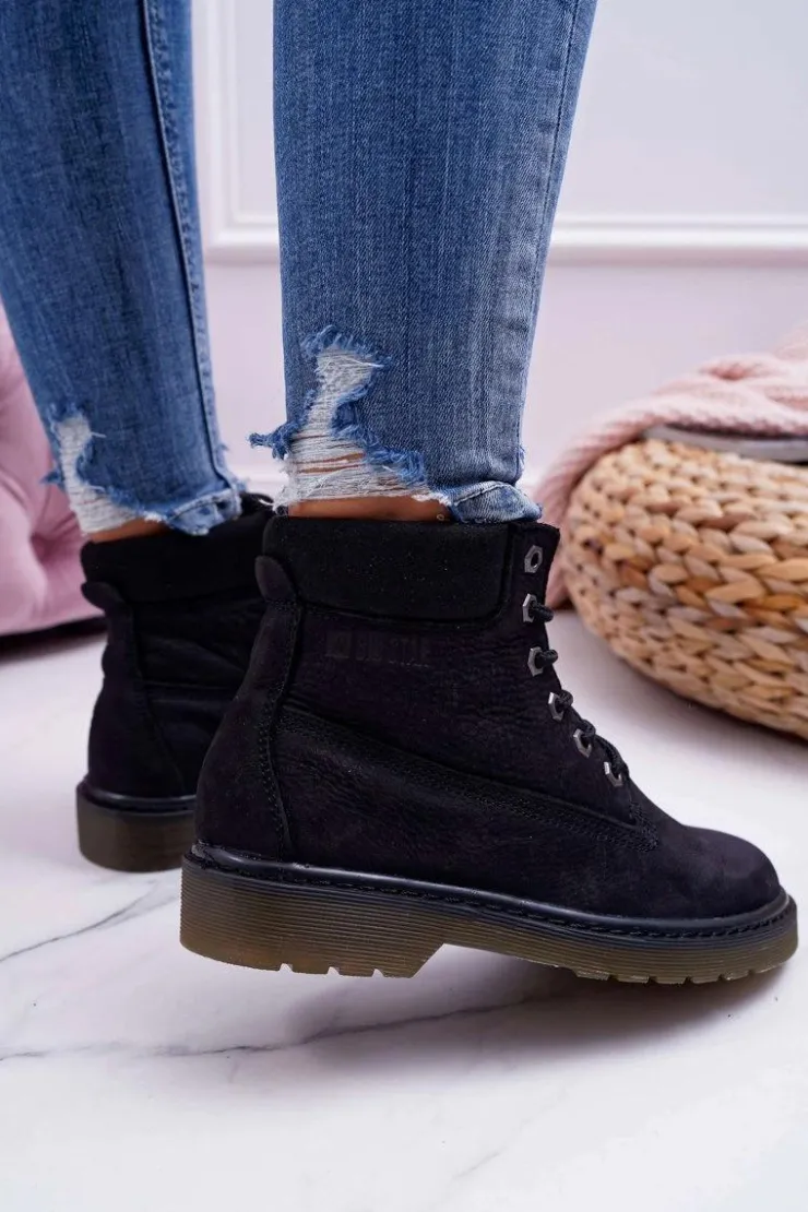 Online Big Star Shoes Damskie Botki Trapery Big Star Czarne EE274014