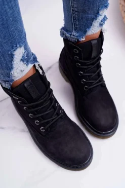 Online Big Star Shoes Damskie Botki Trapery Big Star Czarne EE274014