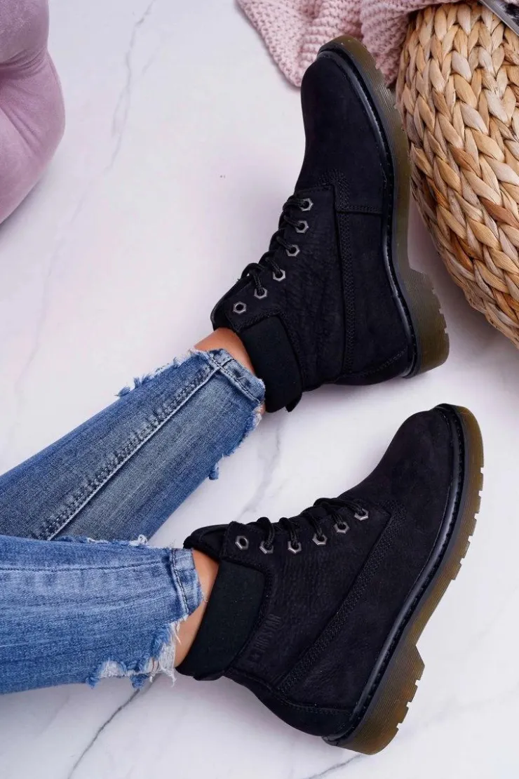 Online Big Star Shoes Damskie Botki Trapery Big Star Czarne EE274014