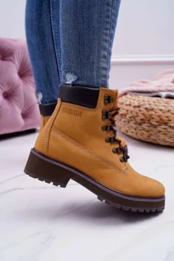 Damskie Big Star Shoes Damskie Botki Trapery Big Star Camel EE274035