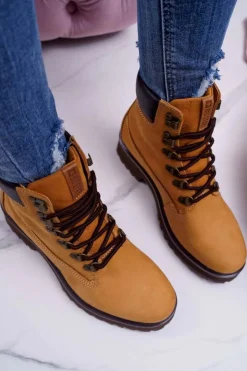 Damskie Big Star Shoes Damskie Botki Trapery Big Star Camel EE274035