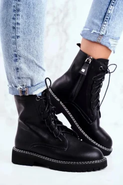 Damskie Big Star Shoes Damskie Botki Trapery Big Star Czarne GG274596