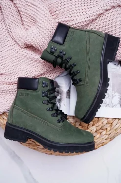 Damskie Big Star Shoes Damskie Botki Trapery Big Star Zielone EE274031