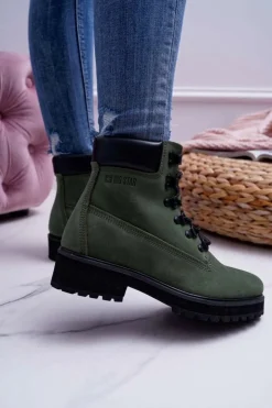 Damskie Big Star Shoes Damskie Botki Trapery Big Star Zielone EE274031