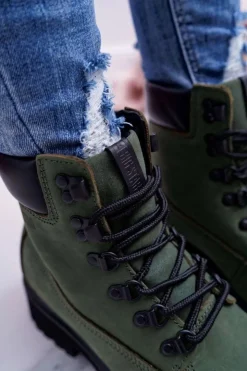 Damskie Big Star Shoes Damskie Botki Trapery Big Star Zielone EE274031