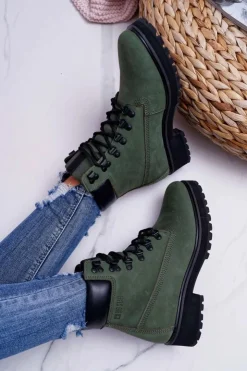 Damskie Big Star Shoes Damskie Botki Trapery Big Star Zielone EE274031