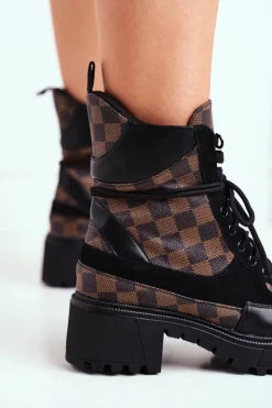 Boto Damskie Trapery|Botki Sznurowane*Damskie Botki Trapery Czarne NS169P Milady