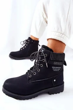 Sale Evento Damskie Botki Trapery Czarne Grunders Czarny