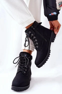 Sale Evento Damskie Botki Trapery Czarne Grunders Czarny